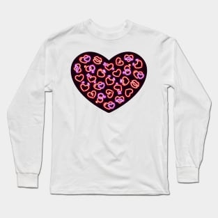 Glowing Glitter Hearts Seamless Background Long Sleeve T-Shirt